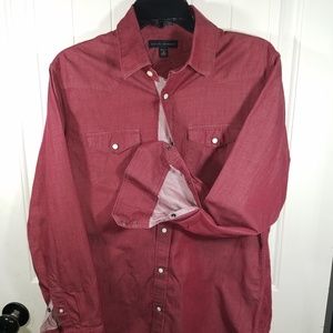 Banana Republic Red Pearl Snap Mens Western Shirt